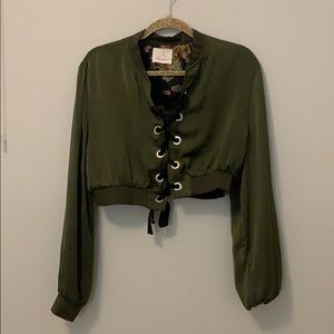 LF Bomber-Style Crop Top